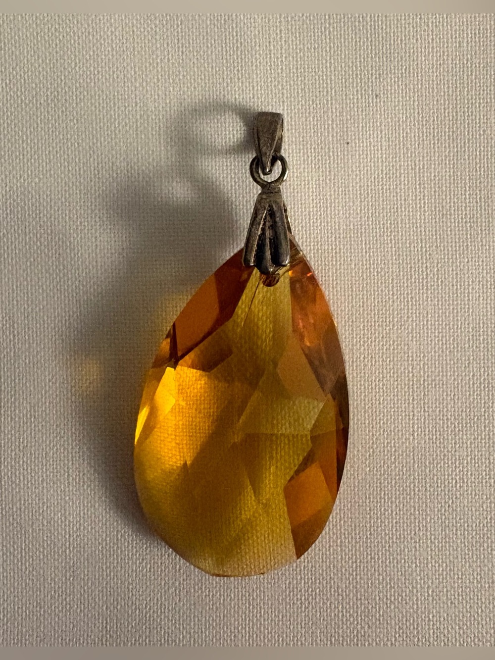 Faceted Amber Teardrop Pendant - Elegant Women’s Jewelry
